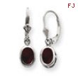 Sterling Silver 7x5mm Oval Garnet Leverback Earrings