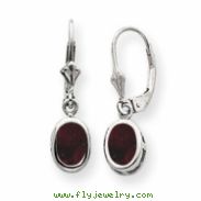 Sterling Silver 7x5mm Oval Garnet Leverback Earrings