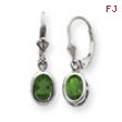 Sterling Silver 7x5mm Oval Peridot Leverback Earrings