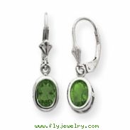 Sterling Silver 7x5mm Oval Peridot Leverback Earrings