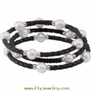 Sterling Silver 8- 24.00 Inch Freshwater Cultured Pearl Wrap Bracelet