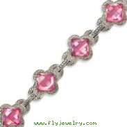Sterling Silver 8''  Pink CZ Bracelet