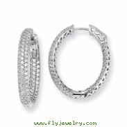 Sterling Silver .81 inch diameter CZ Hoop Earrings