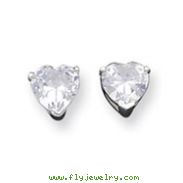 Sterling Silver 8mm Heart CZ Stud Earrings