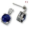 Sterling Silver 8mm Rose-cut Synthetic Sapphire & Cubic Zirconia Dangle Post Earrings