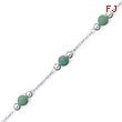 Sterling Silver 9''  Polished Green Jade Anklet