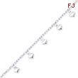 Sterling Silver 9''  Polished Puffed Heart Anklet