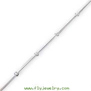 Sterling Silver 9'' Polished Beaded Anklet