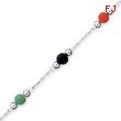 Sterling Silver 9'' Polished Multi-Color Jade Anklet