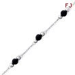 Sterling Silver 9'' Polished Onyx Anklet