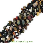 Sterling Silver 9 Strand Multicolored Earth Stones & Black Bead Bracelet