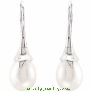 Sterling Silver 9.5-10mm Pair Freshwater Cultured Pearl Earrings