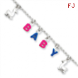 Sterling Silver Adjustable Enameled Baby Charm Bracelet