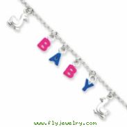 Sterling Silver Adjustable Enameled Baby Charm Bracelet