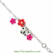 Sterling Silver Adjustable Enameled Baby ID Charm Bracelet