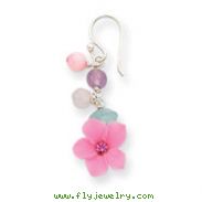 Sterling Silver Agate, Blue Topaz, Rose & Cherry Quartz Flower Earrings