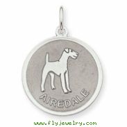 Sterling Silver Airedale Disc Charm