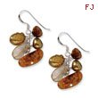 Sterling Silver Amber/Citrine & Copper Freshwater Cultured Pearl Earrings