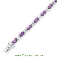 Sterling Silver Amethyst & CZ Bracelet