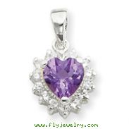 Sterling Silver Amethyst & CZ Pendant