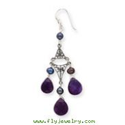 Sterling Silver Amethyst & Freshwater Cultured Peacock Pearl Earrings