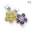 Sterling Silver Amethyst & Peridot Floral Pendant