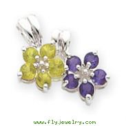 Sterling Silver Amethyst & Peridot Floral Pendant