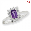 Sterling Silver Amethyst and CZ Ring