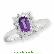 Sterling Silver Amethyst and CZ Ring