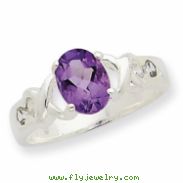 Sterling Silver Amethyst and CZ Ring
