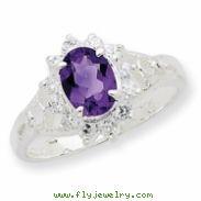 Sterling Silver Amethyst and CZ Ring