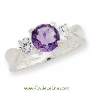 Sterling Silver Amethyst and CZ Ring