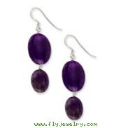 Sterling Silver Amethyst And Dark Purple Jade Earrings