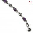 Sterling Silver Amethyst Antiqued Bracelet