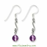 Sterling Silver Amethyst Antiqued Dangle Earrings