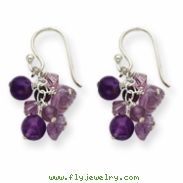 Sterling Silver Amethyst Bead/Lavender Crystal & Quartz Earrings