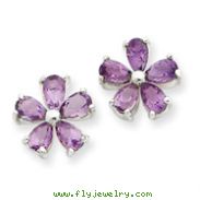 Sterling Silver Amethyst Floral Earrings