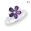 Sterling Silver Amethyst Flower Ring