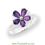 Sterling Silver Amethyst Flower Ring