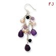 Sterling Silver Amethyst, Freshwater Cultured Pearl, Blue Goldstone Earrings