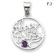 Sterling Silver Amethyst Happy Birthday Pendant