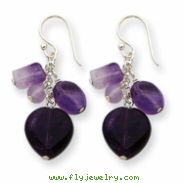 Sterling Silver Amethyst Heart Dangle Earrings