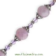 Sterling Silver Amethyst, Lavender Agate Antiqued Necklace