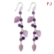 Sterling Silver Amethyst Leaves Dangle Earrings