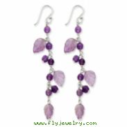 Sterling Silver Amethyst Leaves Dangle Earrings