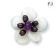 Sterling Silver Amethyst/FW Cultured Pearl & Mother of Pearl Flower Pin