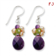 Sterling Silver Amethyst/Peridot/Peach Cultured Pearl Earrings