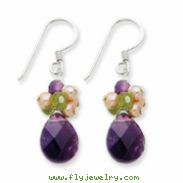 Sterling Silver Amethyst/Peridot/Peach Cultured Pearl Earrings