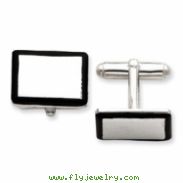 Sterling Silver and Black Enamel Cuff Links