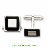 Sterling Silver and Black Enamel Cuff Links